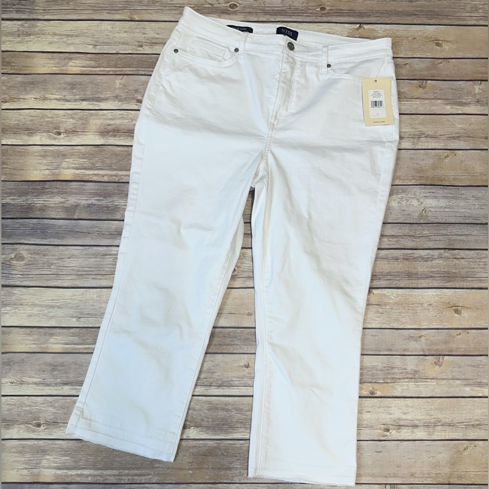 NYDJ Chloe Capri Jeans Released Hem Optic White size 12